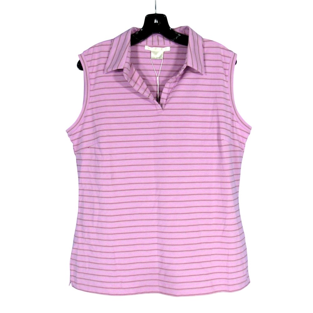NWT NIKE GOLF Purple w/Pink STRIPES Performance WICKS SWEAT Dri-Fit TANK TOP XL